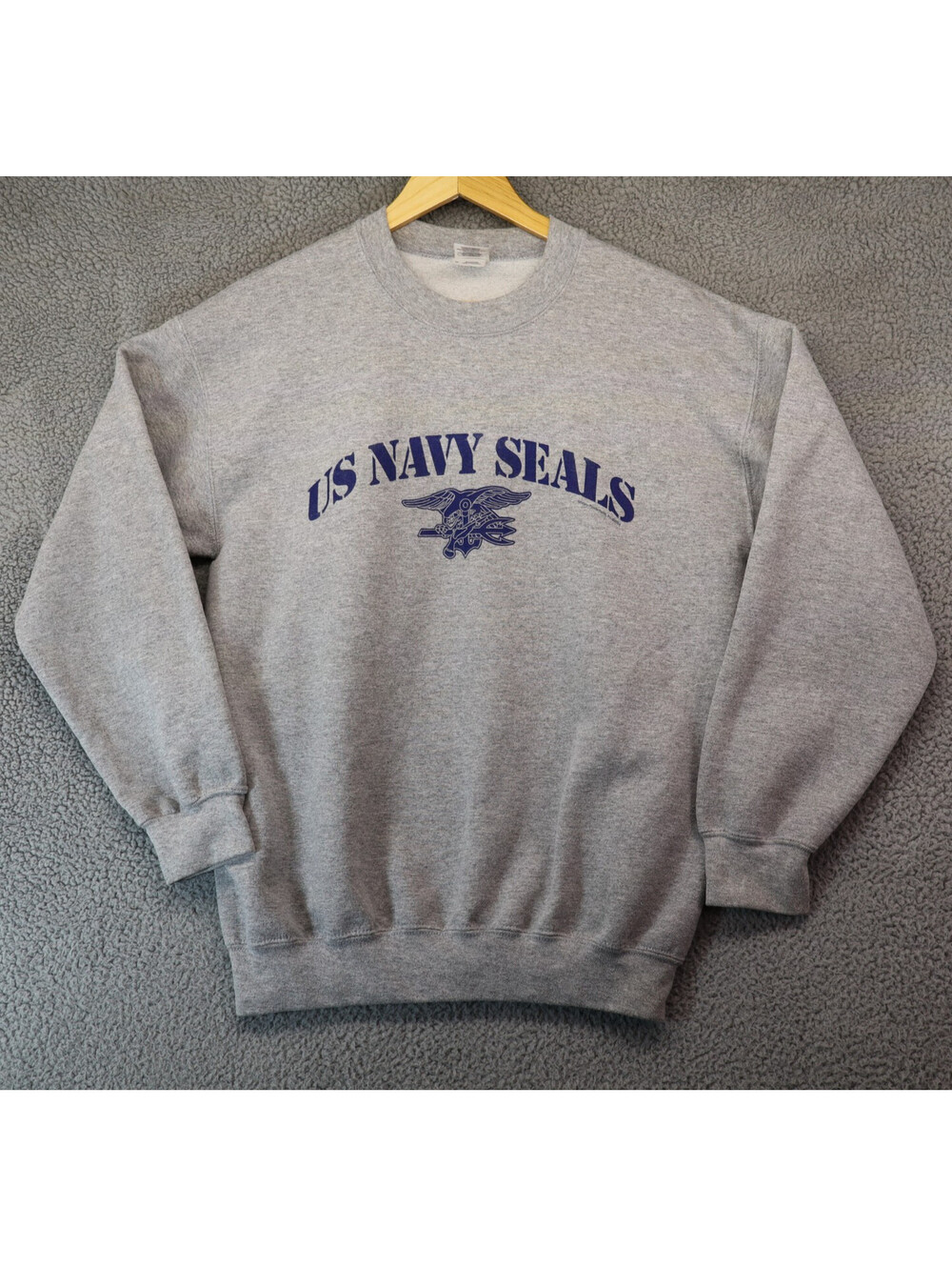 US Navy Seals Crew Sweater Medium Grey 90s vtg Gildan Heavy